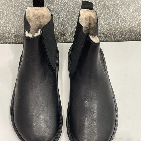 Vibae Helsinki Leather Boots Preto Black Shearling Women's - Picture 5 of 8